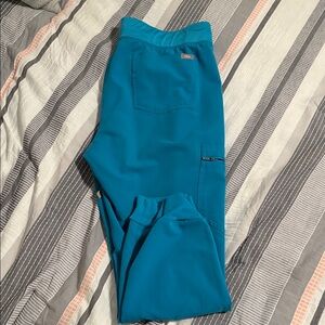 Women’s teal Figs brand jogger scrub pants